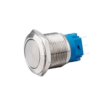 19mm Momentary/Latching Waterproof IP67 1NO1NC Flat Head Metal Push Button with 3Pin Terminal No Light